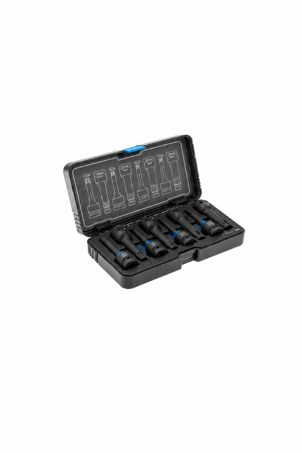 HOGERT HT6R004 Spline impact bit sockets kit Hex 8 pcs, 1/2", CrMo