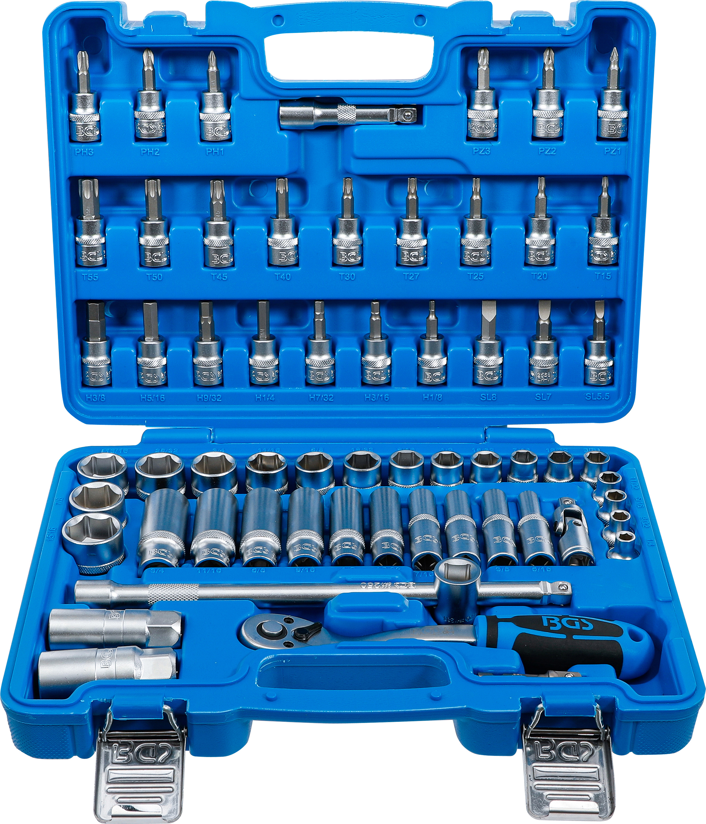 BGS Technic 2215 – 61-Piece 3/8" Drive Inch Socket Set