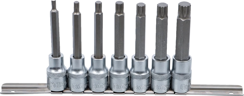 BGS Technic 5175 – 7-Piece 1/2" XZN Spline Bit Socket Set