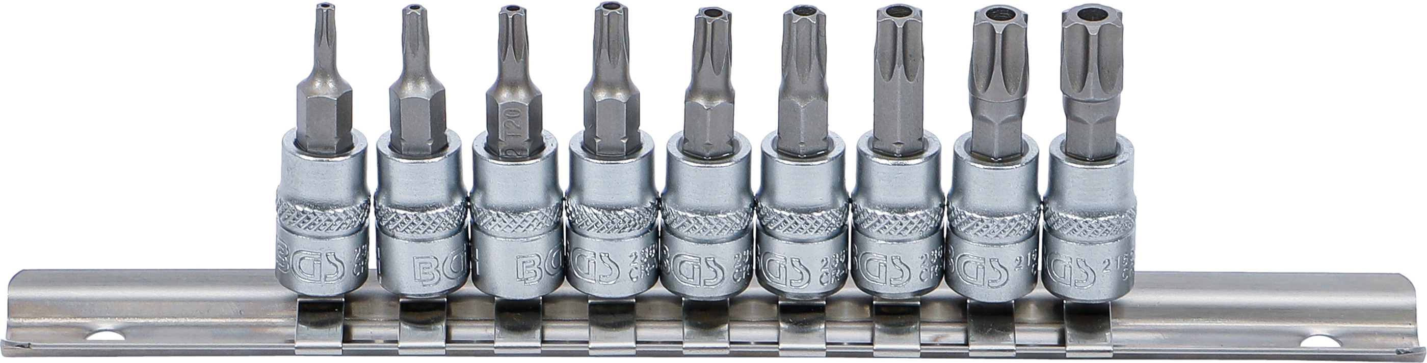 BGS Technic 2165 – 9-Piece 1/4" Tamperproof Torx Bit Socket Set