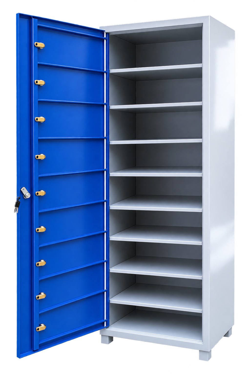 Industrial personal locker Cabinet – Blue & Grey Metal Storage Cupboard with Shelves