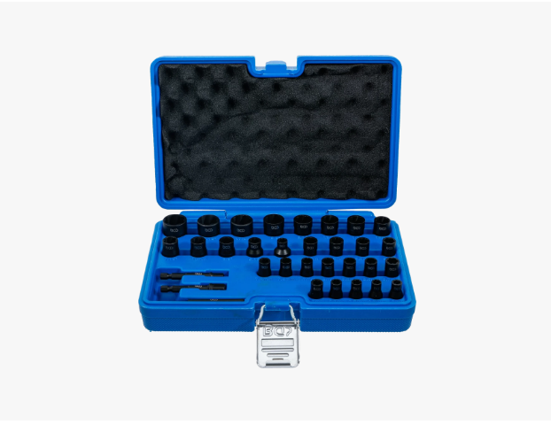 BGS Technic 74560 Twist Socket Set / Screw Extractor – 1/4" & 3/8" Drive, Metric & Inch, 32 Pieces