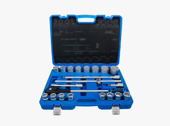 BGS Technic 1223 3/4" Drive 12-Point Socket Set, 19–50 mm, 21 Pieces