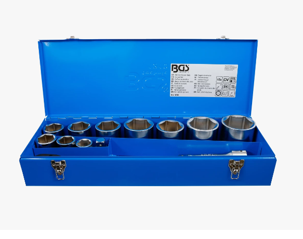 BGS Technic 1210 1" Drive Socket Set 36–80 mm, 15 Pieces