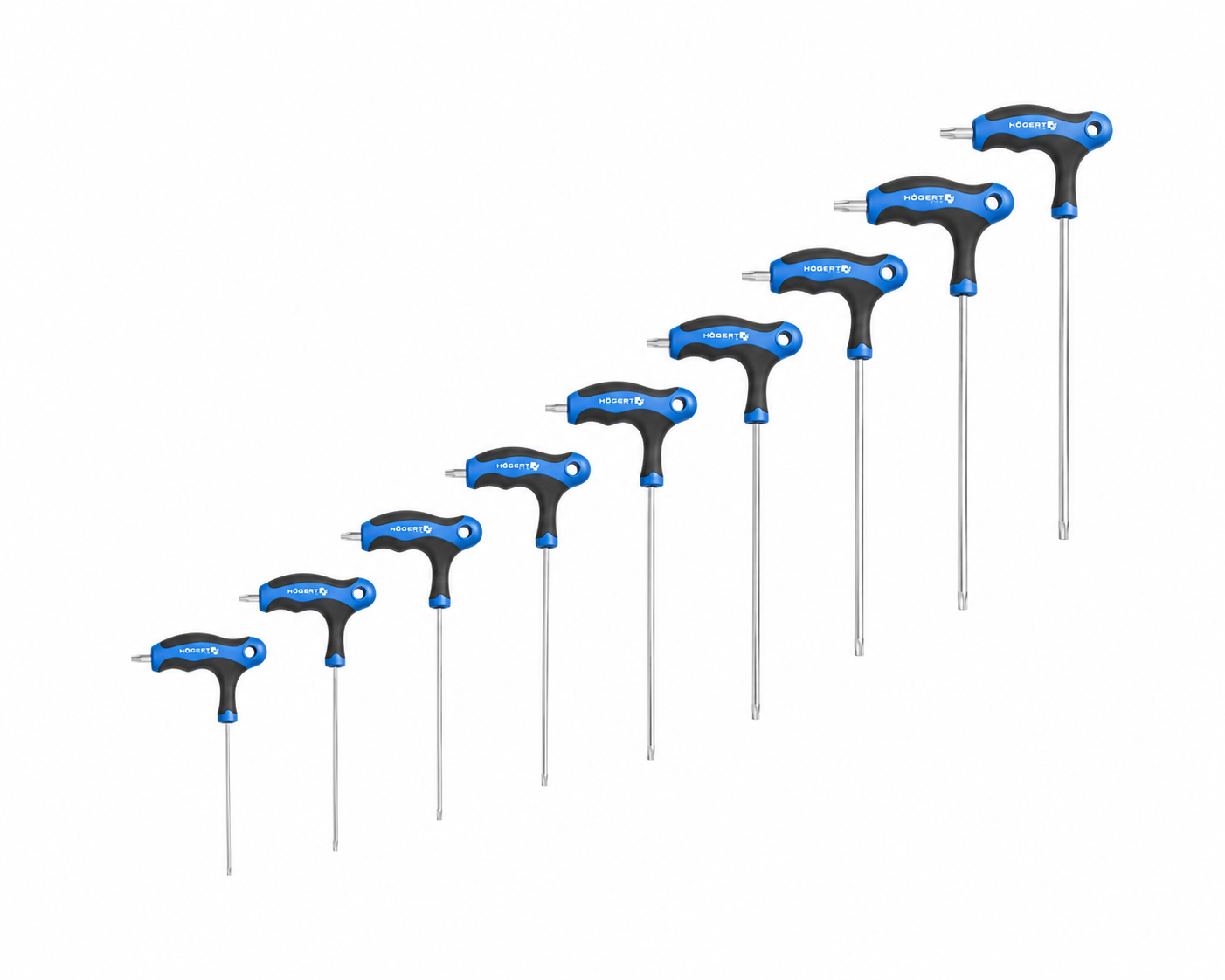 HOGERT HT1W880 Hexagonal wrench set type-T with ball, long 8 pcs