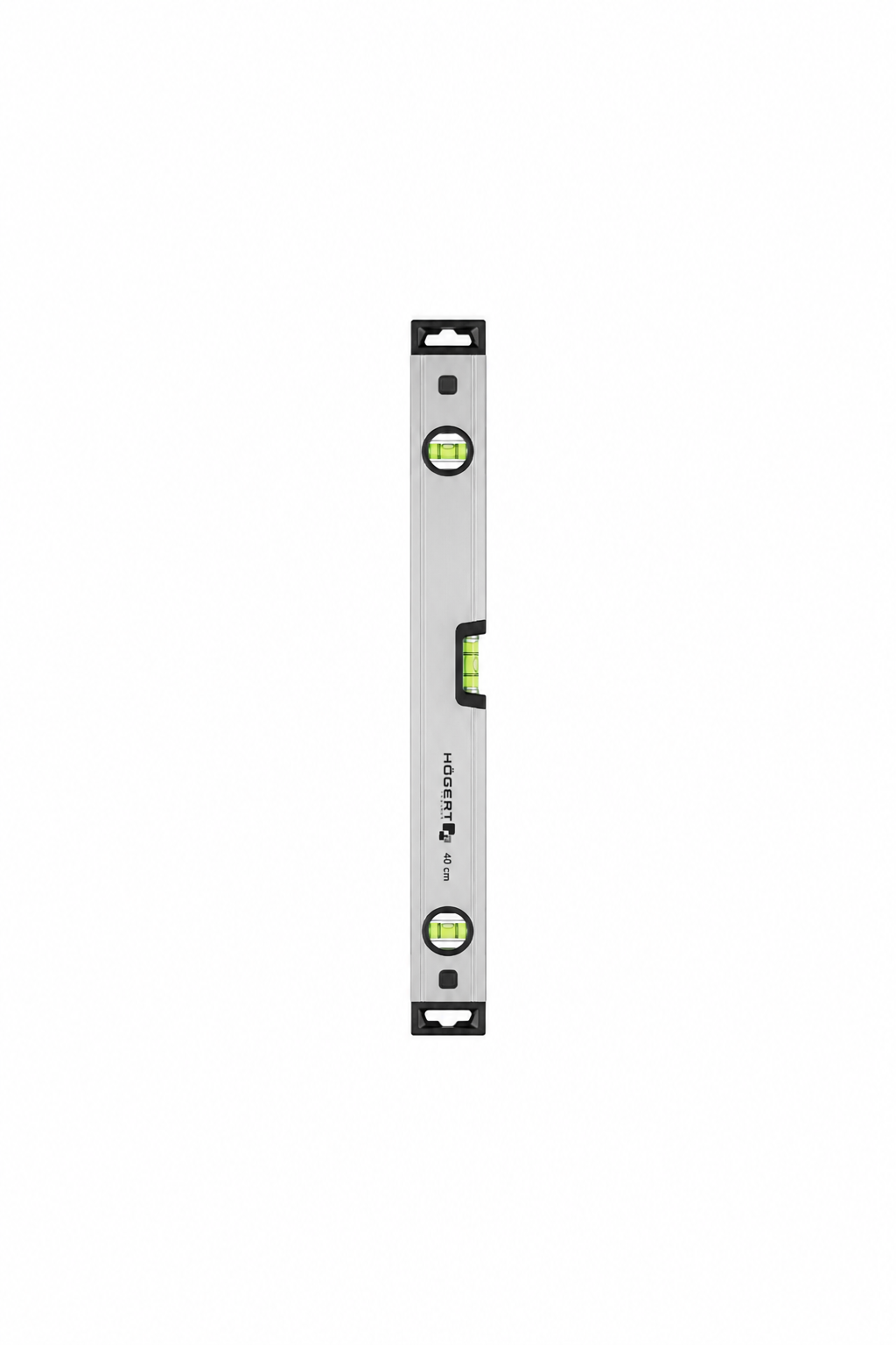 HOGERT HT4M007 Aluminium level 60 cm, 3 bubble levels, vertical view