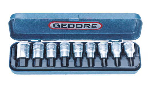GEDORE 6156250 IN 19 PM Screwdriver Bit Socket Set 1/2" – 9 Pieces, 5–17 mm