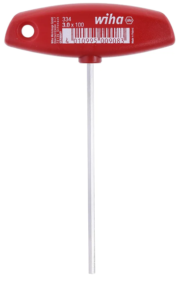 WIHA 00908 Hexagon Screwdriver / T-Handle Hex Key 3.0 × 100 mm